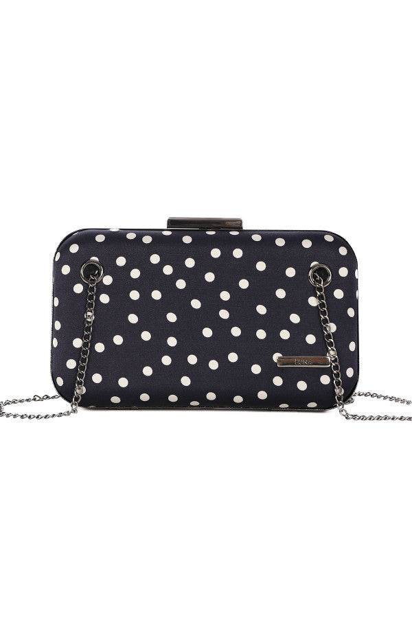 Navy Polka Dot Structured Shoulder Bag, Melissa