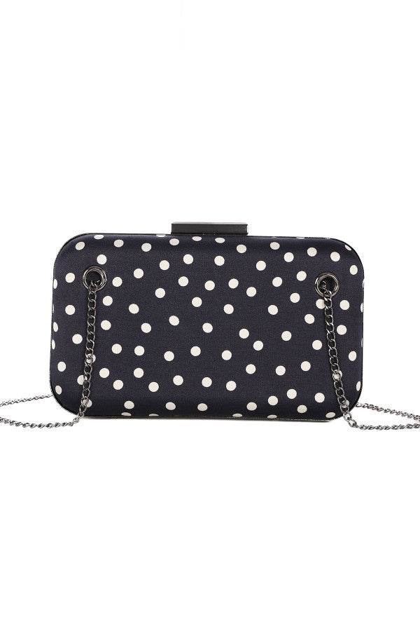 Navy Polka Dot Structured Shoulder Bag, Melissa