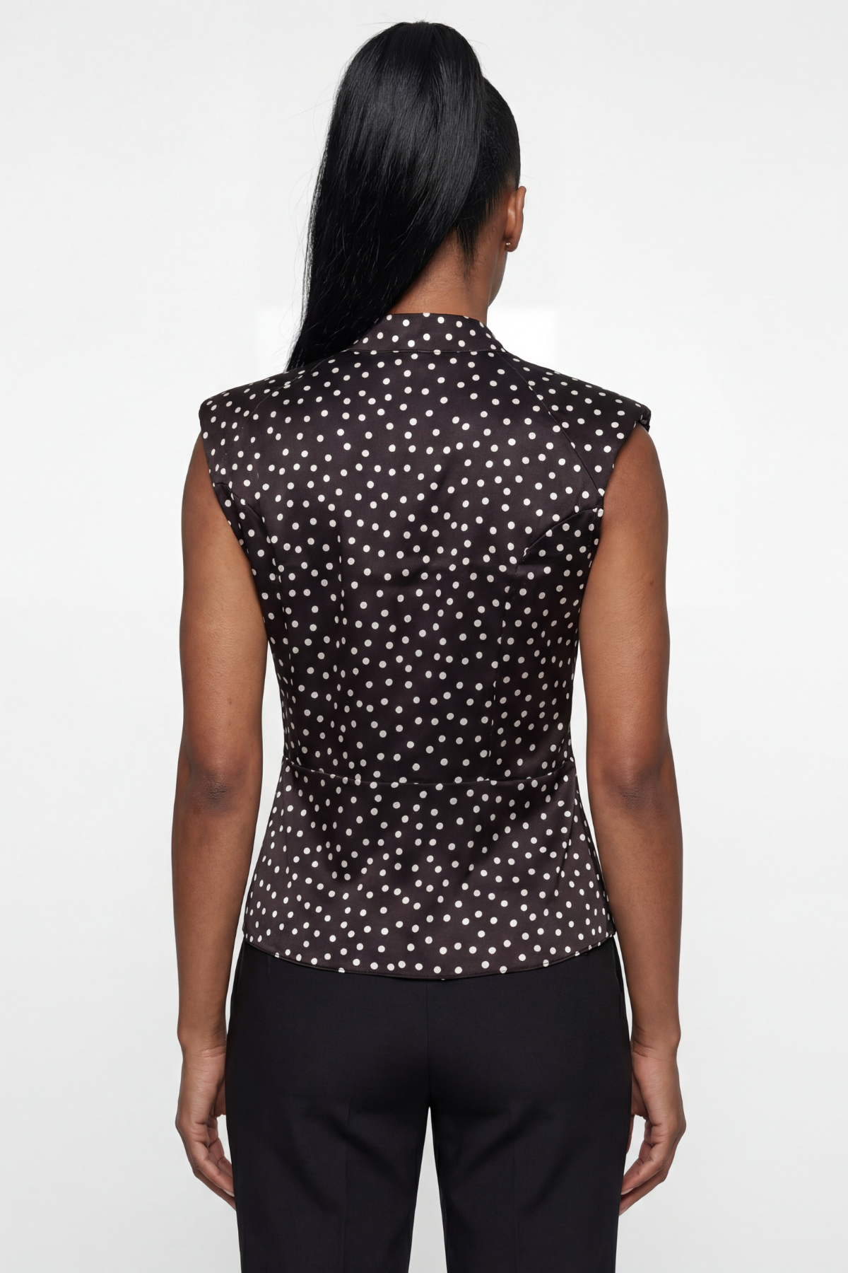 Black Polka Dot Satin Blouse, Talia