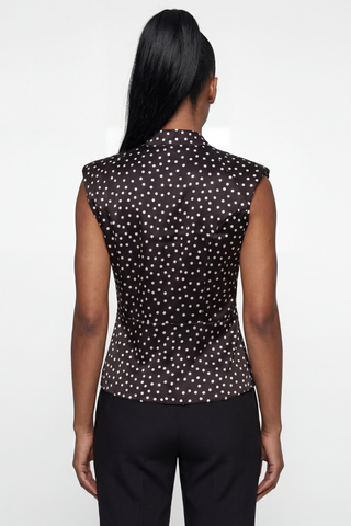 Black Polka Dot Satin Blouse, Talia