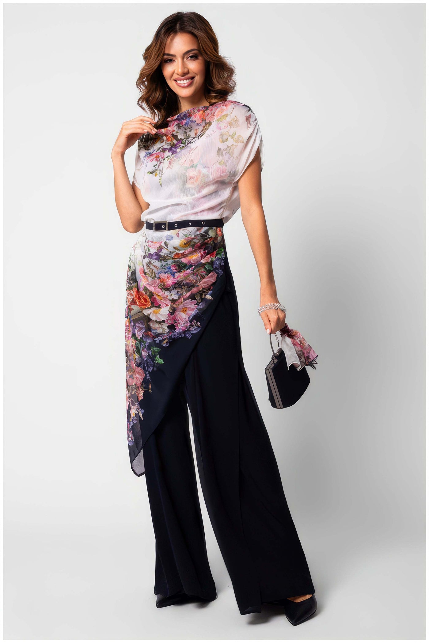 Navy Floral Two Layer Jumpsuit, Tina