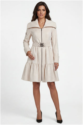 Beige Cotton Short Tailored Coat, Iris