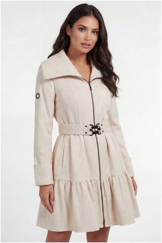 Beige Cotton Short Tailored Coat, Iris