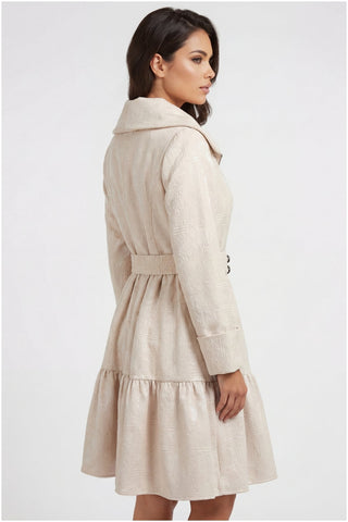 Beige Cotton Short Tailored Coat, Iris