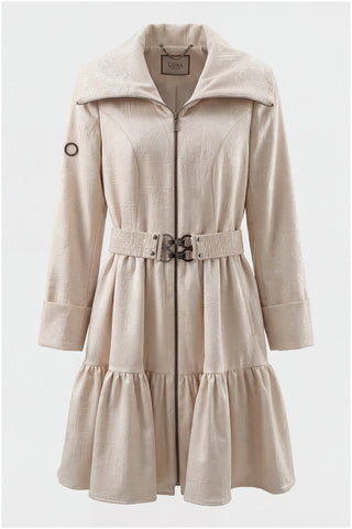 Beige Cotton Short Tailored Coat, Iris