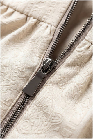 Beige Cotton Short Tailored Coat, Iris