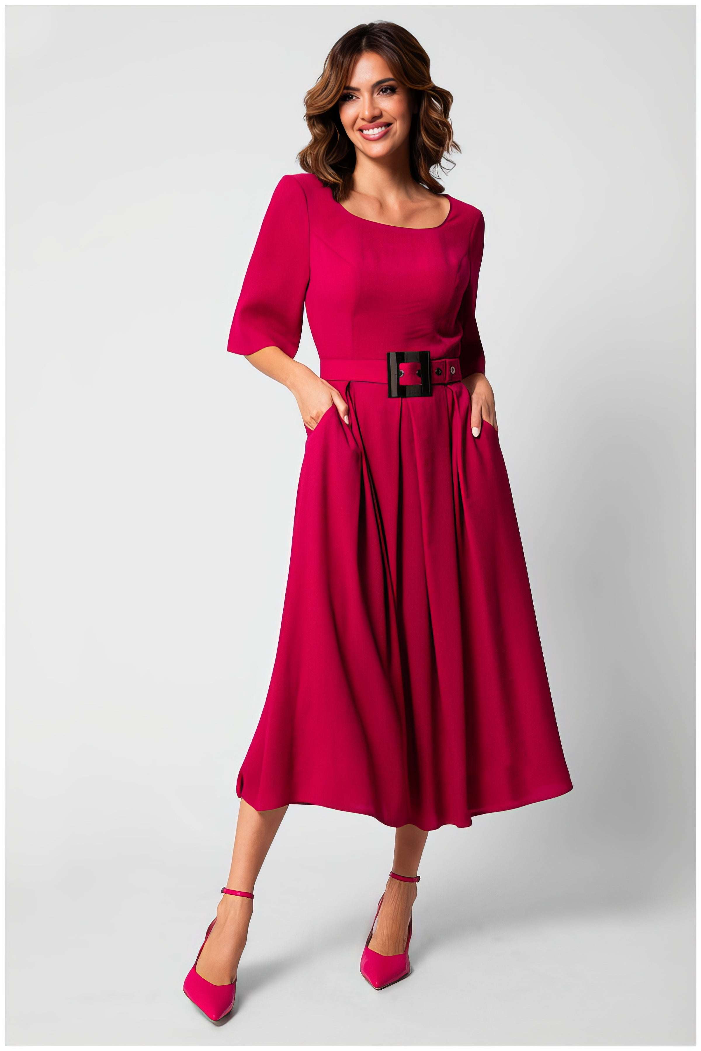 Pink Elegant Midi Dress, Charlotte