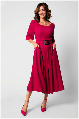 Pink Elegant Midi Dress, Charlotte