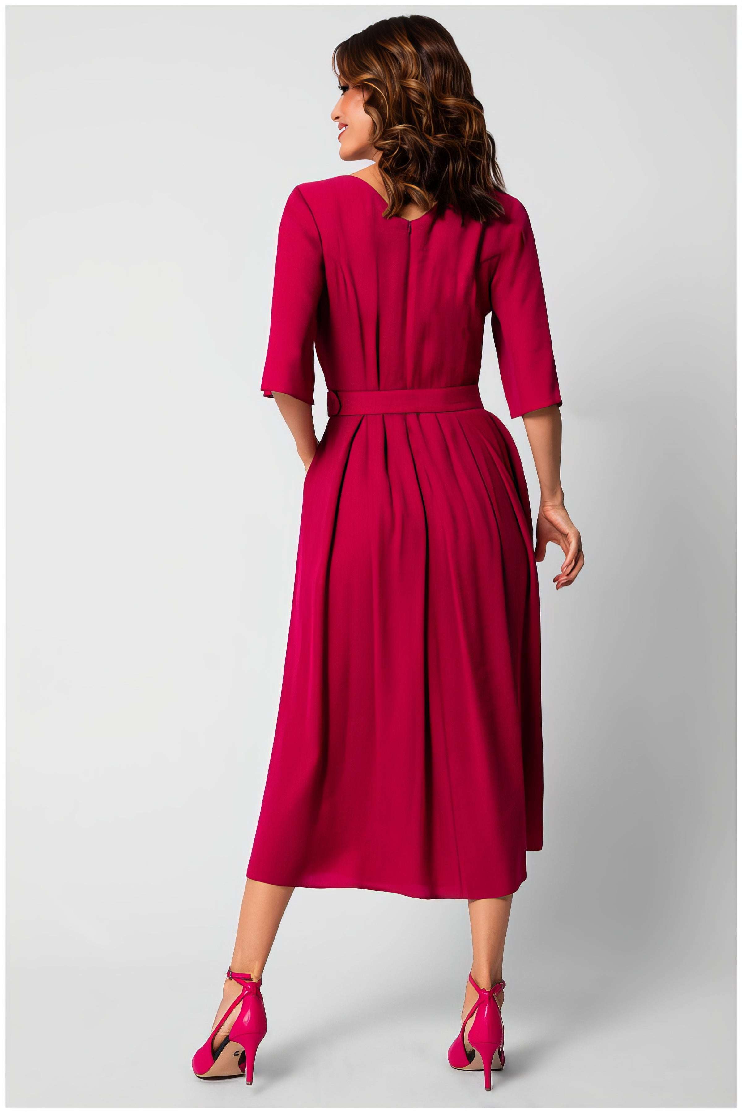 Pink Elegant Midi Dress, Charlotte