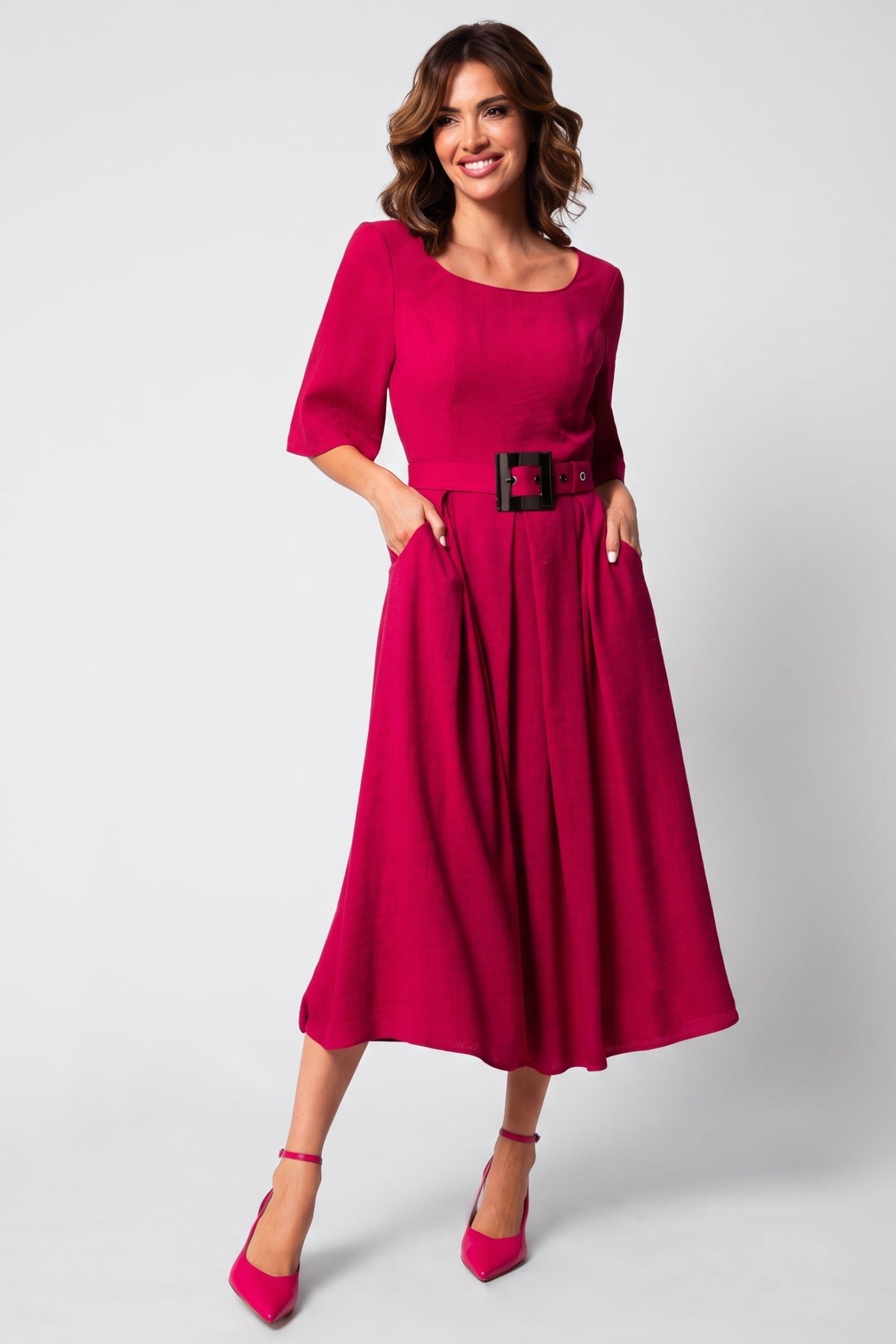 Pink Elegant Midi Dress, Charlotte