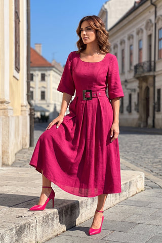 Pink Elegant Midi Dress, Charlotte
