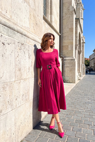 Pink Elegant Midi Dress, Charlotte