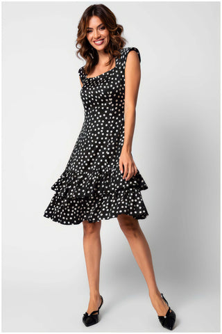 Black Polka Dot Ruffle Dress, Betty