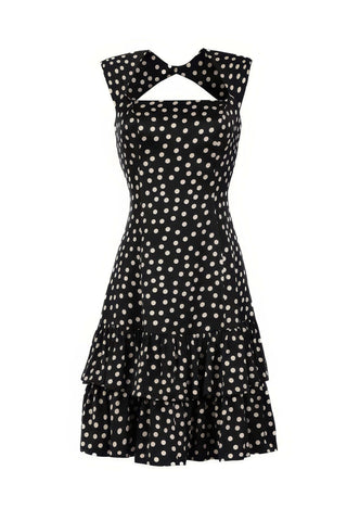 Black Polka Dot Ruffle Dress, Betty