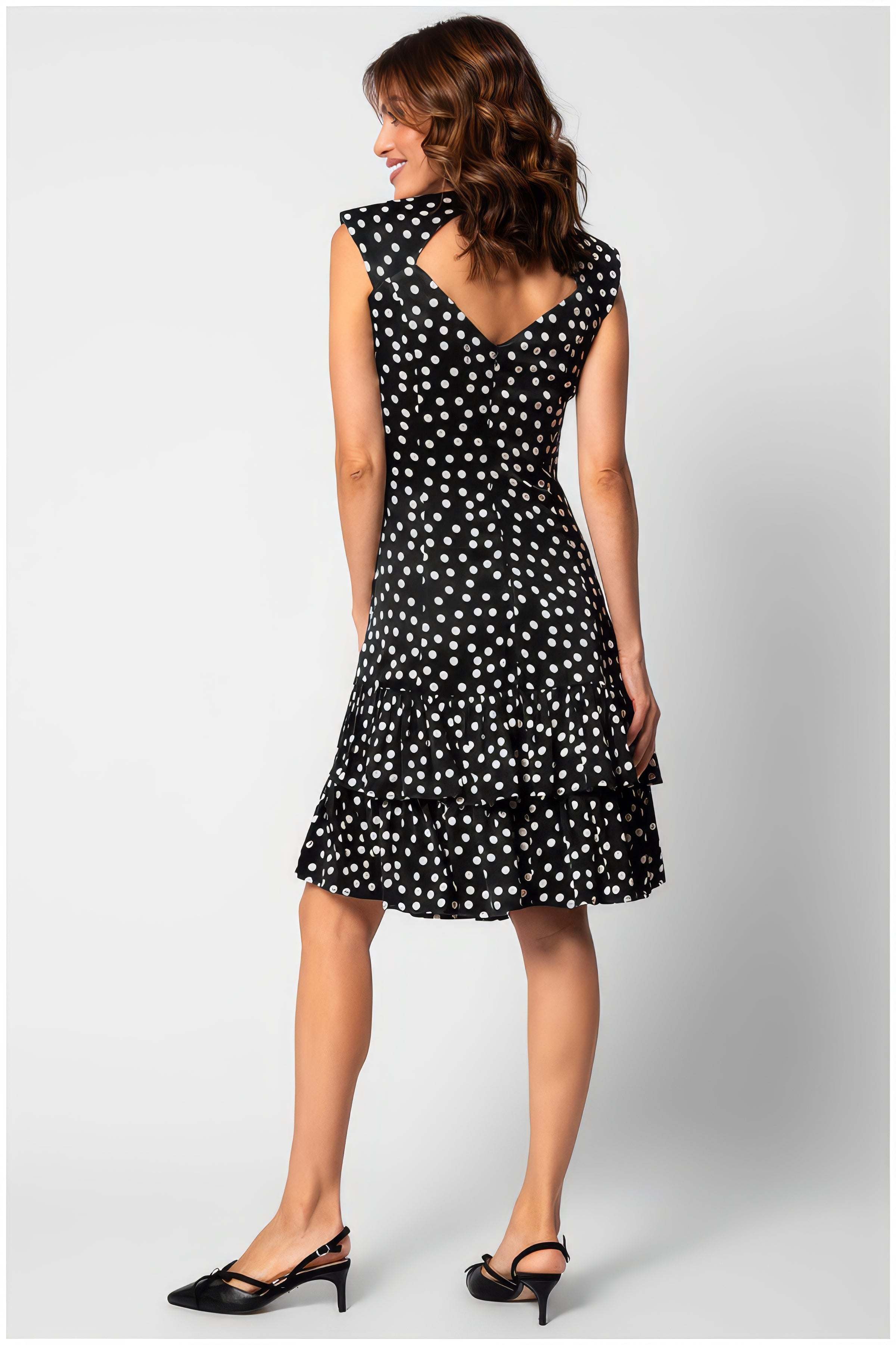 Black Polka Dot Ruffle Dress, Betty