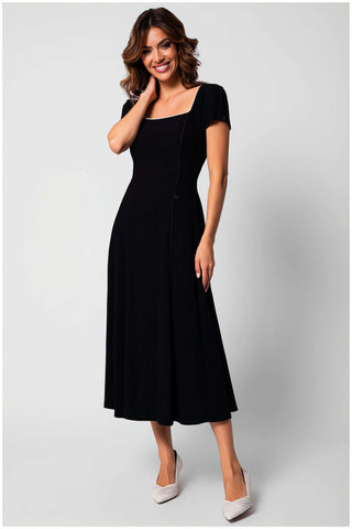 Black Elegant Midi Dress, Rina
