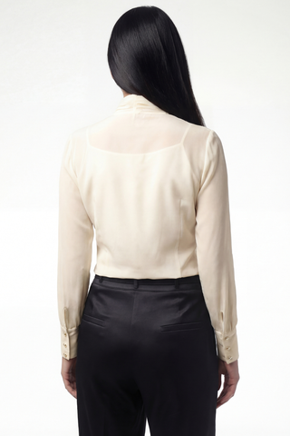 Ivory Silk Bow Tie Blouse, Emilia