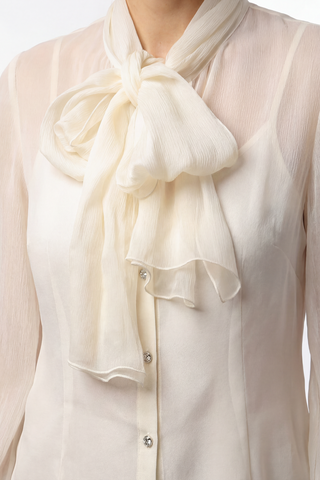 Ivory Silk Bow Tie Blouse, Emilia