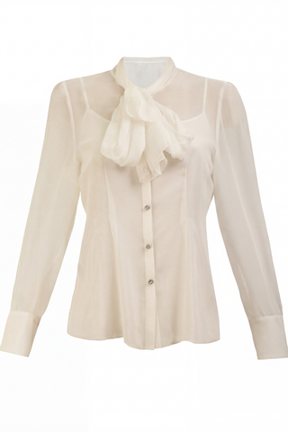 Ivory Silk Bow Tie Blouse, Emilia