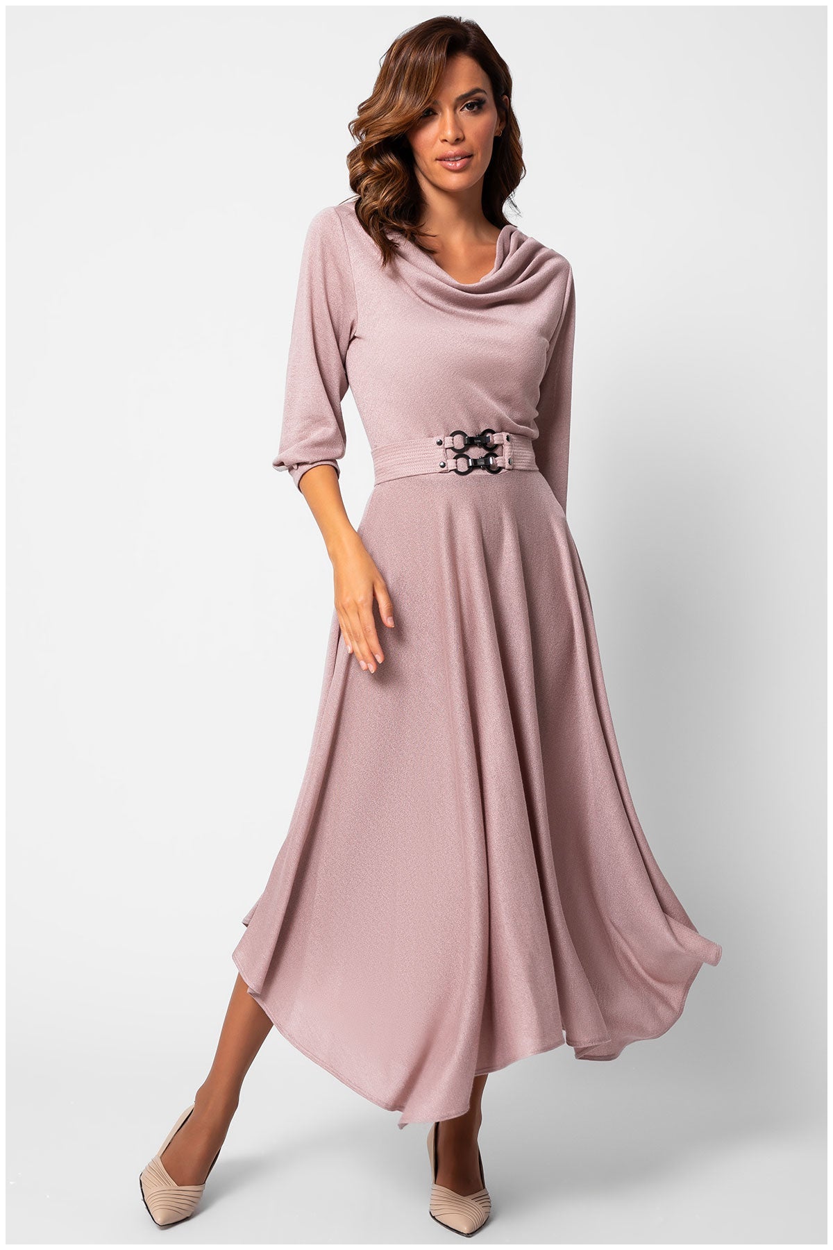 Pink Cotton Midi Dress, Iris