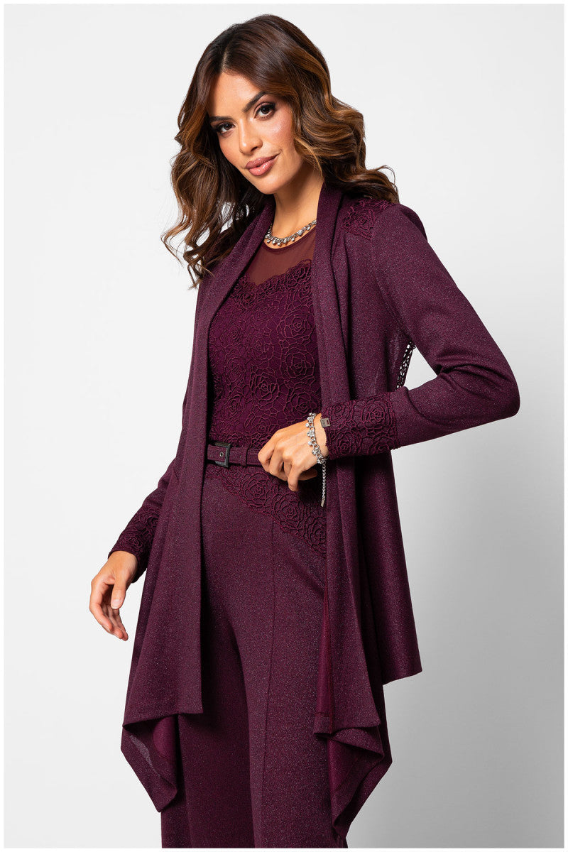 Burgundy Lace Cardigan, Jody