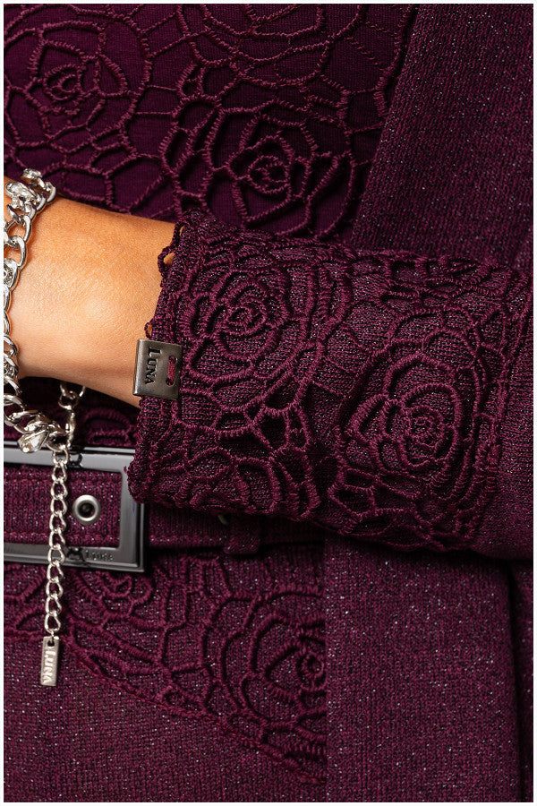 Burgundy Lace Cardigan, Jody