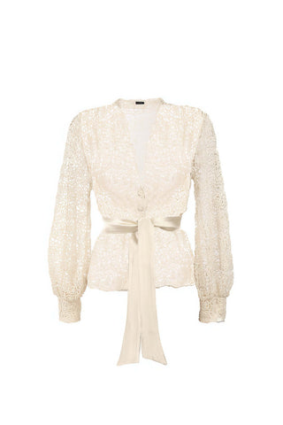 Ivory Lace Belted Sweater, Jody