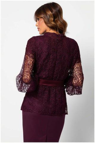 Burgundy Lace Belted Sweater, Jody