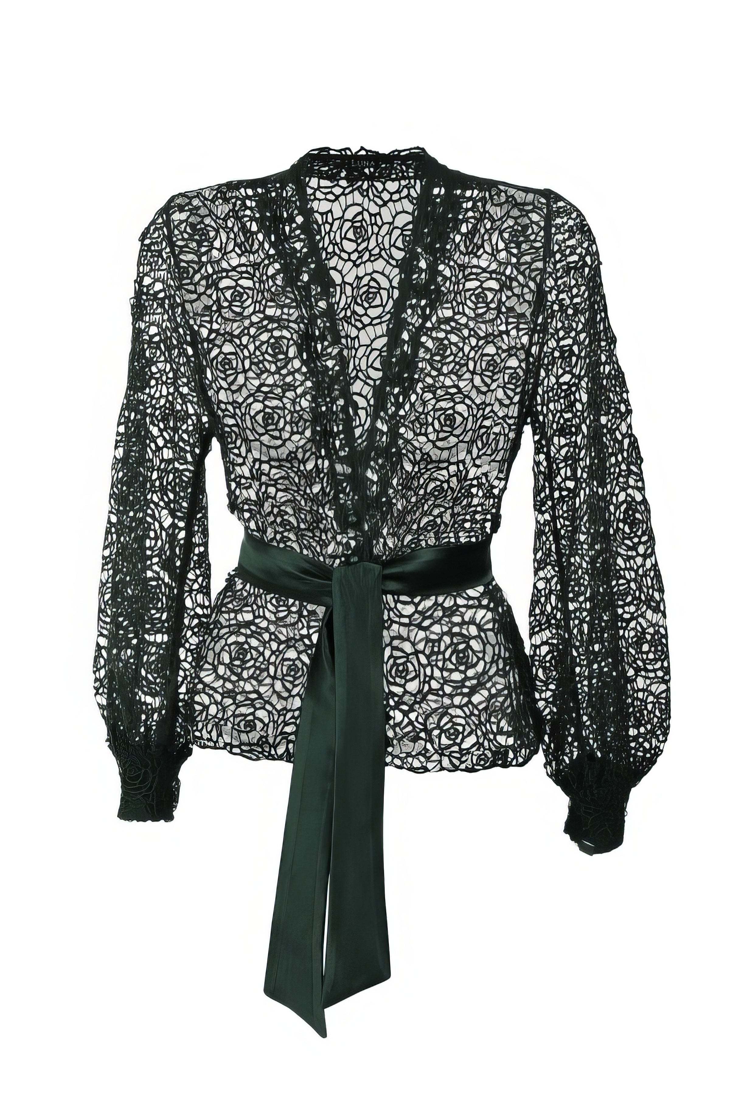 Green Lace Belted Sweater, Jody