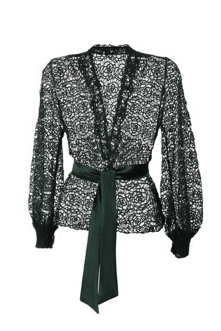 Green Lace Belted Sweater, Jody