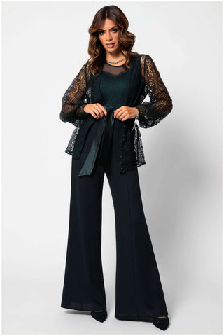 Green Lace Belted Sweater, Jody