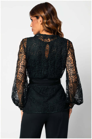 Green Lace Belted Sweater, Jody