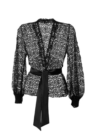 Black Lace Belted Sweater, Jody
