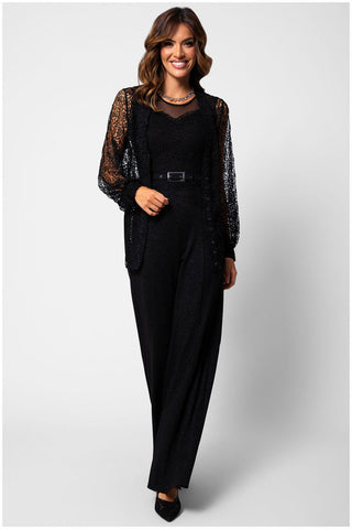 Black Lace Belted Sweater, Jody