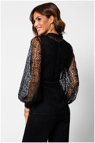 Black Lace Belted Sweater, Jody