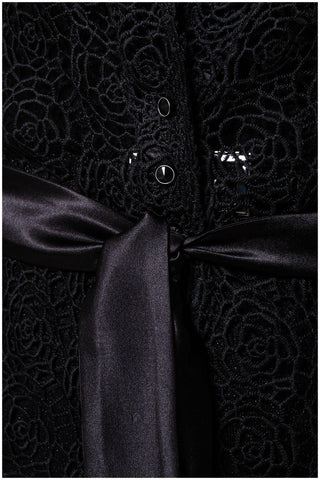 Black Lace Belted Sweater, Jody