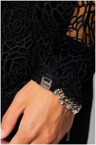 Black Lace Belted Sweater, Jody