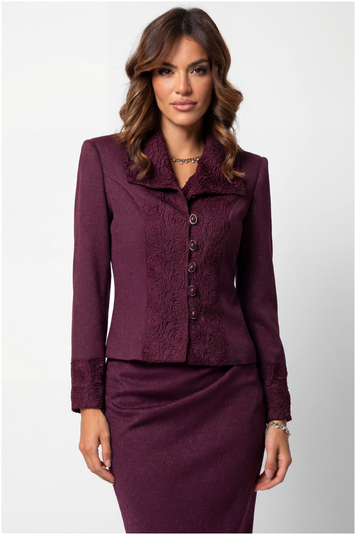 Burgundy Tailored Lace Blazer, Jody