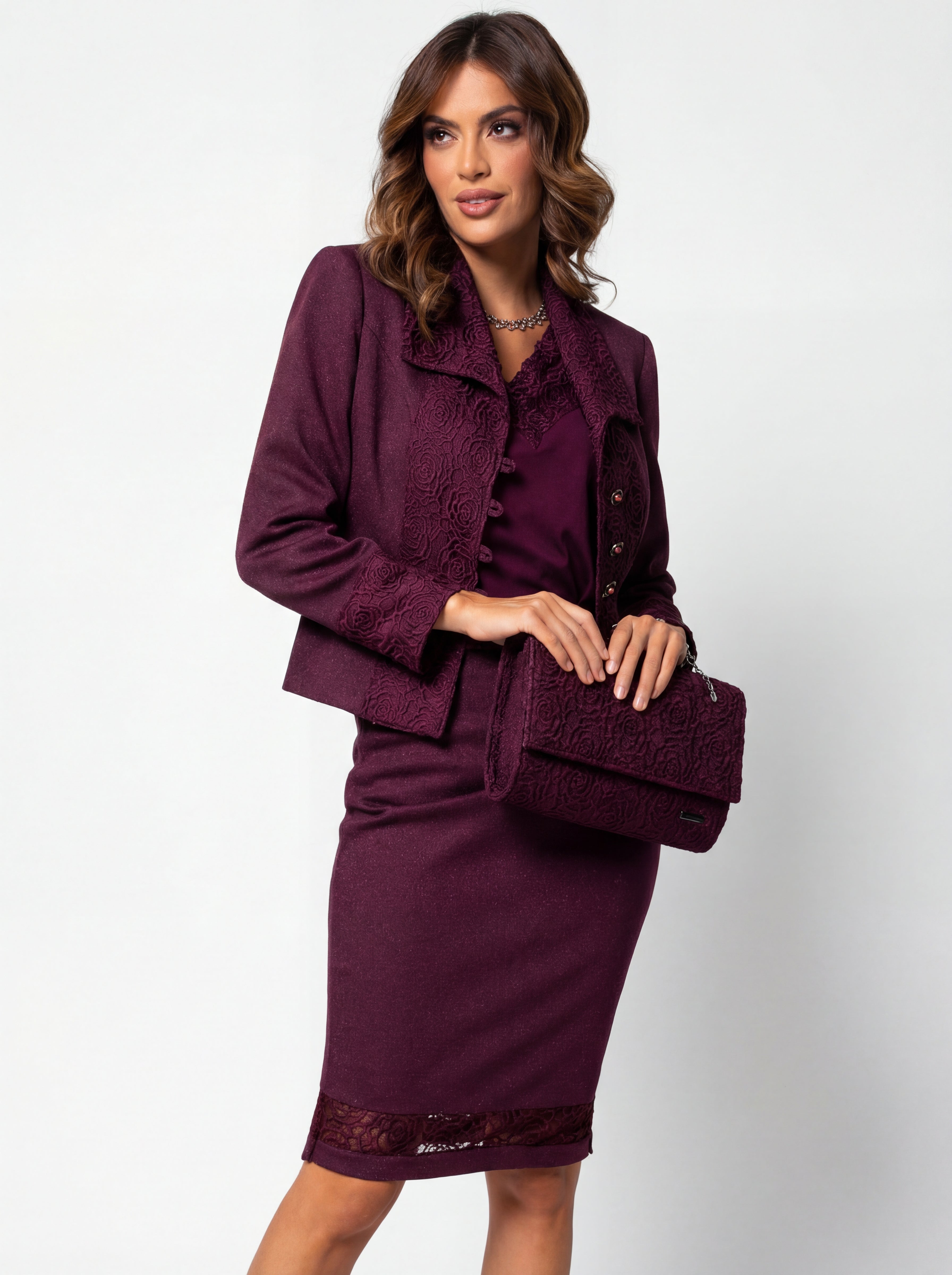 Burgundy Tailored Lace Blazer, Jody