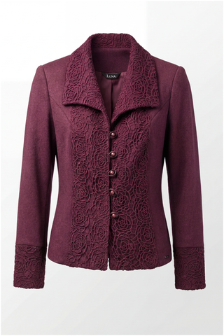 Burgundy Tailored Lace Blazer, Jody