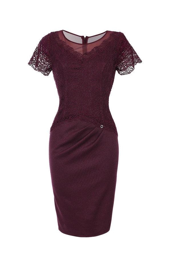 Burgundy Lace Cocktail Dress, Jody