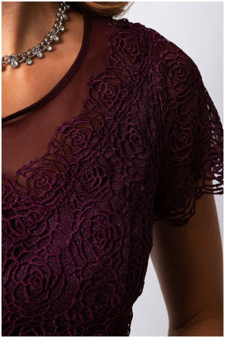 Burgundy Lace Cocktail Dress, Jody