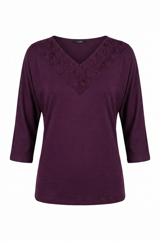 Bordeaux Long-Sleeve Lace Blouse, Jody