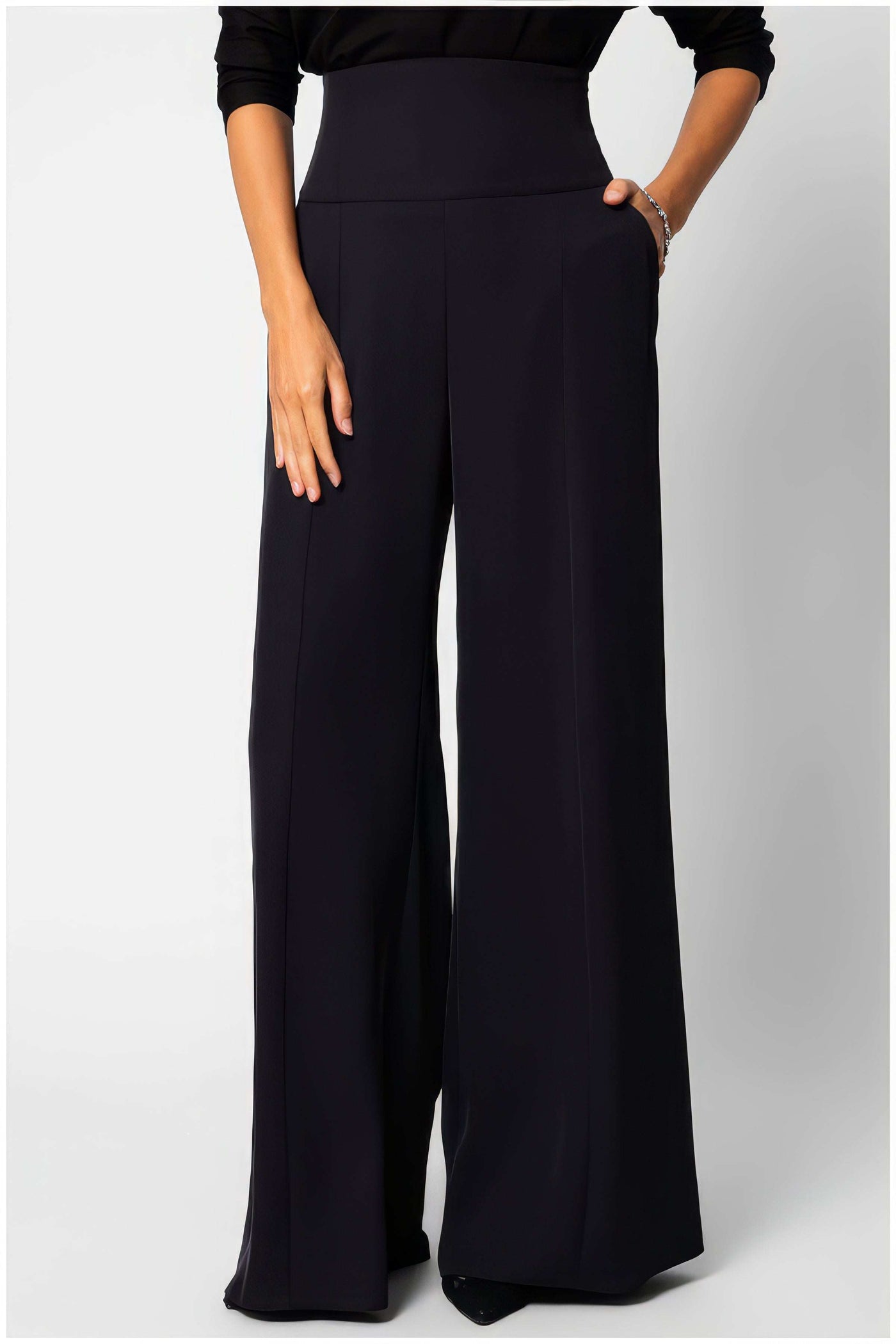 Black High Waisted Wide Leg Pants, Agatha