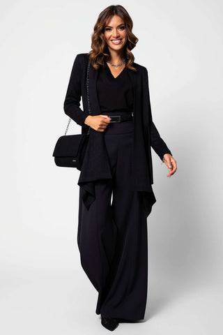 Black High Waisted Wide Leg Pants, Agatha