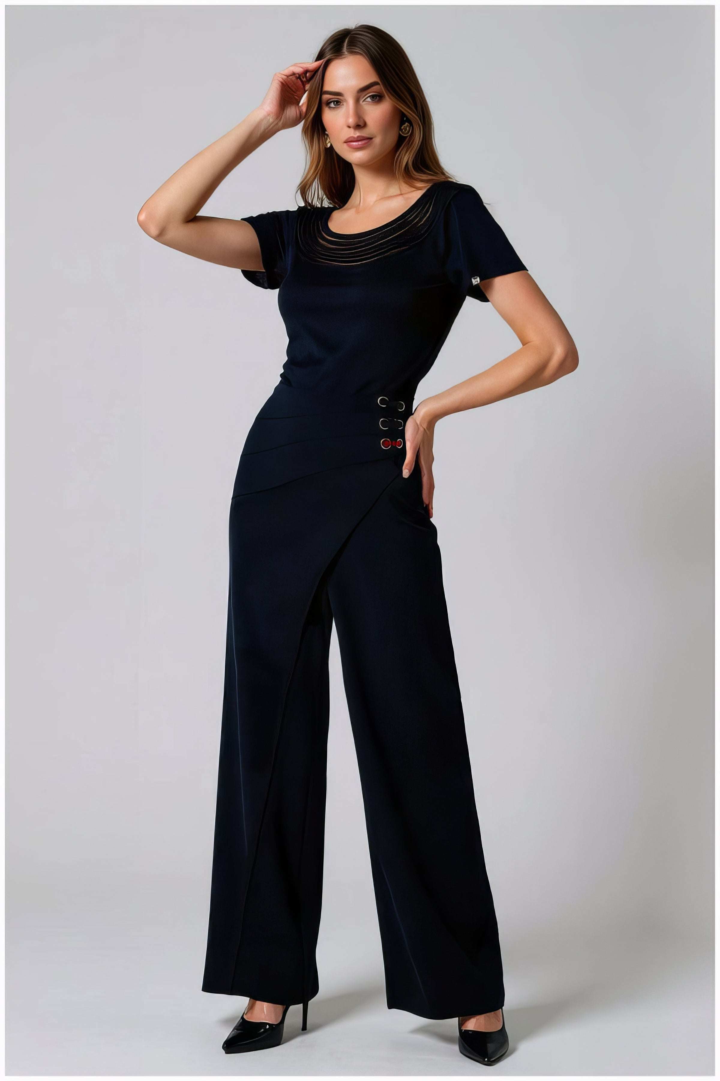 Navy Wide Leg Pants, Greta
