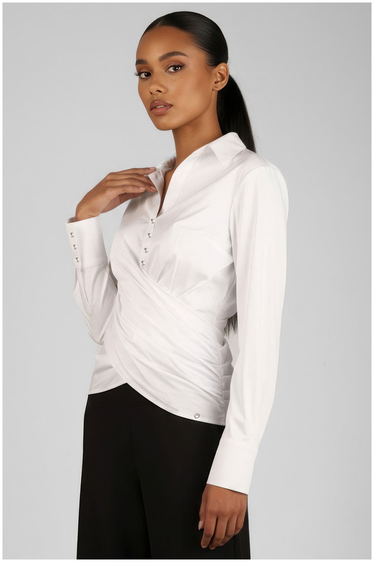 White Button Wrap Shirt, Barbara