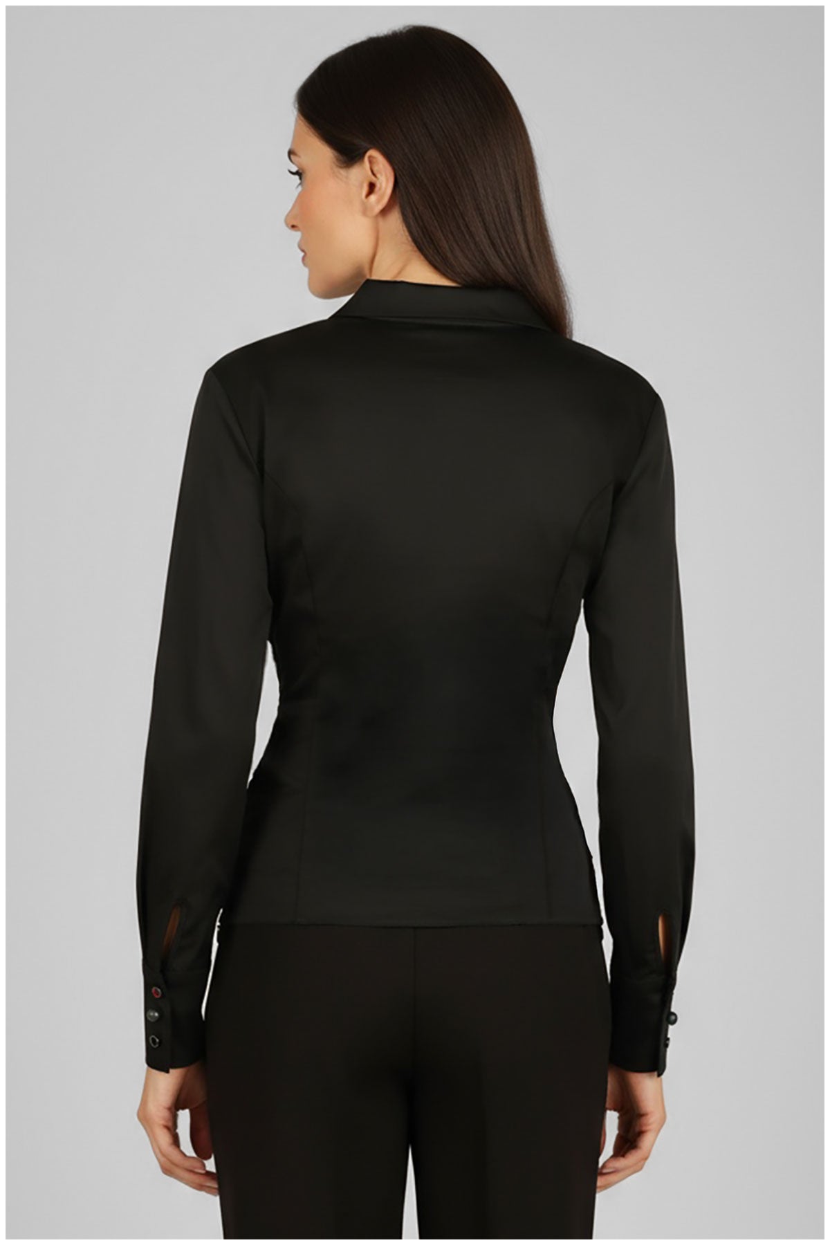 Black Button Wrap Shirt, Barbara