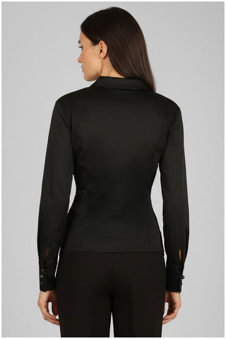 Black Button Wrap Shirt, Barbara