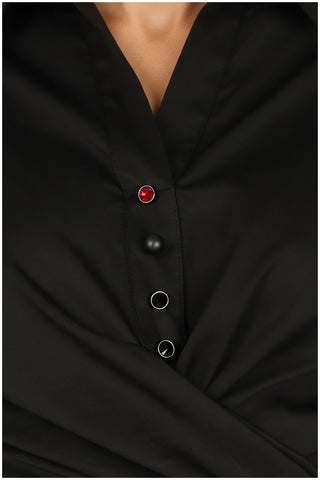 Black Button Wrap Shirt, Barbara